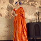 STORI Orange Silk Saree With Patola Motifs