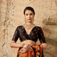 Orange Ajrakh Printed Modal Satin Saree