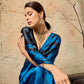 Blue Ajrakh Printed Modal Satin Saree