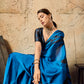 Blue Ajrakh Printed Modal Satin Saree
