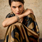 Brown Ajrakh Printed Modal Satin Saree