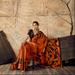 Orange Ajrakh Printed Modal Satin Saree