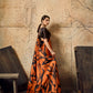 Orange Ajrakh Printed Modal Satin Saree