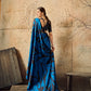 Blue Ajrakh Printed Modal Satin Saree