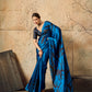 STORI Blue Ajrakh Printed Modal Satin Saree