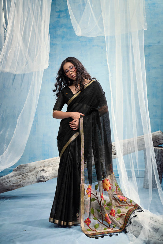 Black Munga Silk Saree