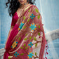 Dark Pink Munga Silk Saree