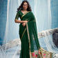STORI Dark Green Munga Silk Saree