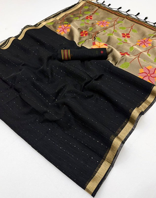 Black Munga Silk Saree