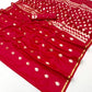 STORI Red Handloom Woven Satin Saree