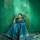 Teal Blue Handloom Woven Satin Silk Saree