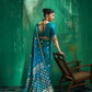 Teal Blue Handloom Woven Satin Silk Saree