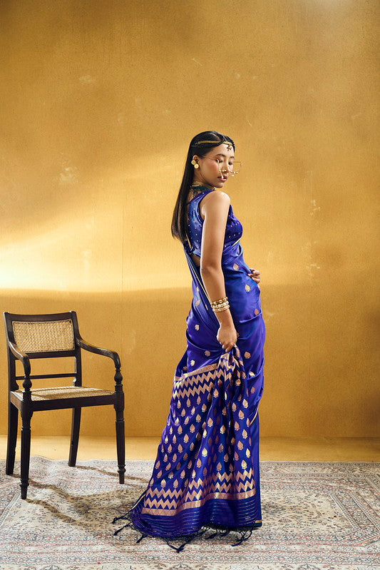 Royal Blue Satin Silk Saree
