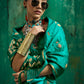 STORI Teal Green Handloom Woven Satin Silk Saree