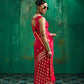 STORI Red Handloom Woven Satin Saree