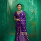 Royal Purple Handloom Woven Satin Silk Saree