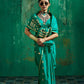 STORI Teal Green Handloom Woven Satin Silk Saree