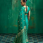 STORI Teal Green Handloom Woven Satin Silk Saree