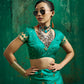 STORI Teal Green Handloom Woven Satin Silk Saree