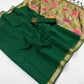 STORI Dark Green Munga Silk Saree