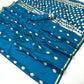 Teal Blue Handloom Woven Satin Silk Saree