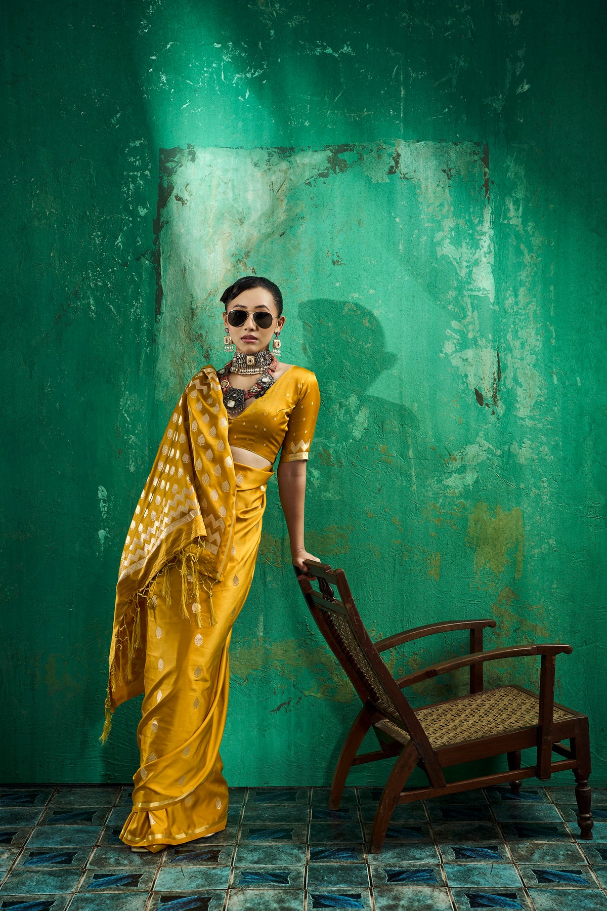 Yellow Handloom Woven Satin Silk Saree