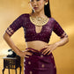 STORI Maroon Satin Silk Saree