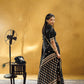 STORI Black Satin Silk Saree