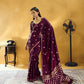 Deep Wine Satin Silk Saree