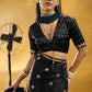STORI Black Satin Silk Saree