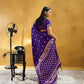 STORI Royal Purple Satin Silk Saree