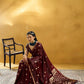 STORI Maroon Satin Silk Saree