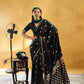 STORI Black Satin Silk Saree