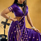 STORI Royal Purple Satin Silk Saree