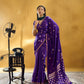 STORI Royal Purple Satin Silk Saree