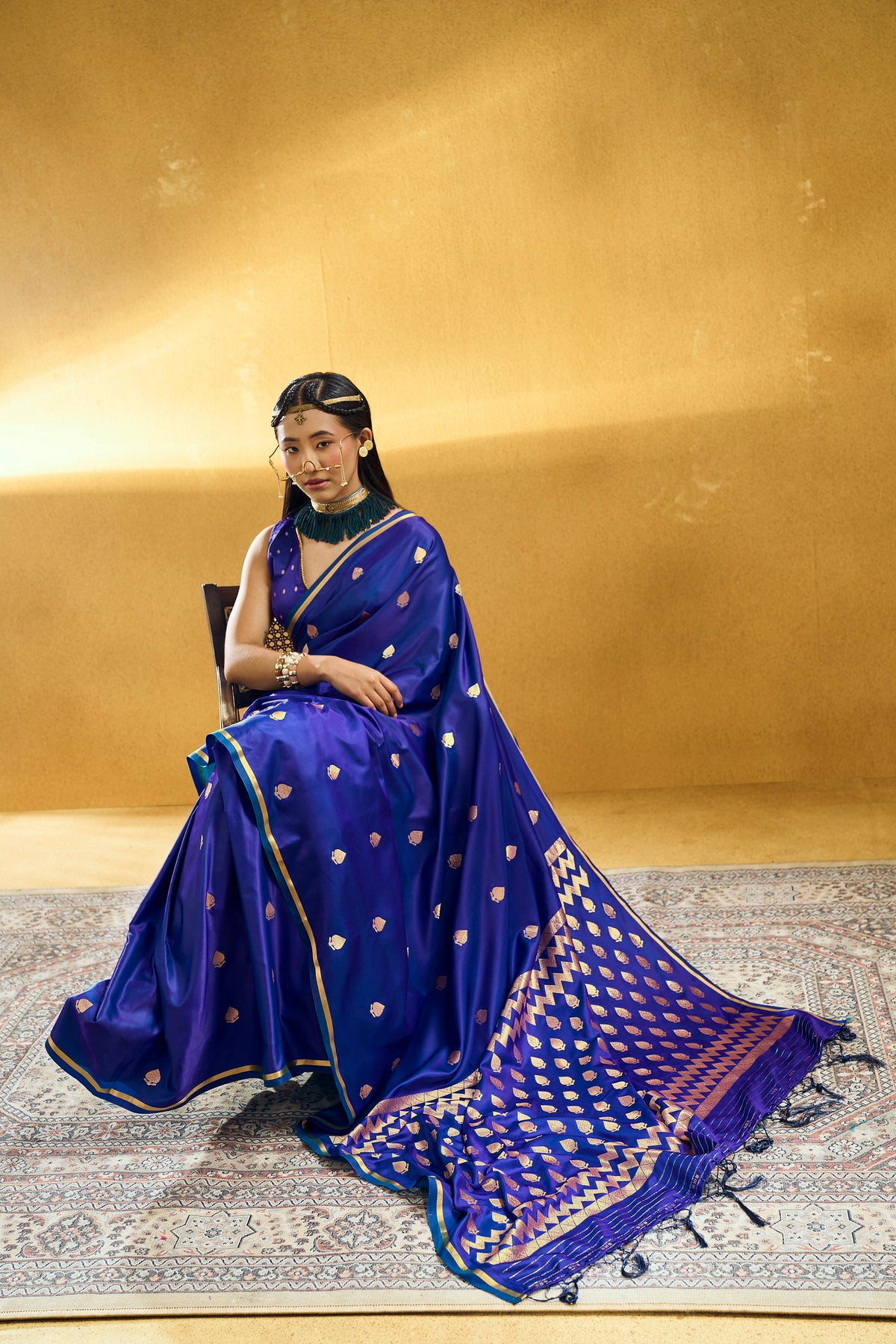 Royal Blue Satin Silk Saree