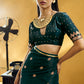 STORI Dark Green Satin Silk Saree