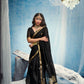 STORI Dark Black  Munga Silk Saree