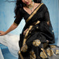 STORI Dark Black  Munga Silk Saree
