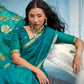 STORI Teal Blue Munga Silk Saree