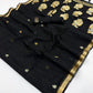 STORI Dark Black  Munga Silk Saree