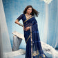 STORI Navy Blue  Munga Silk Saree