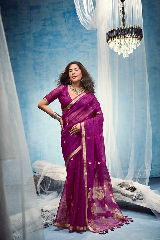 STORI Magenta  Munga Silk Saree