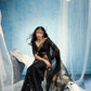 STORI Dark Black  Munga Silk Saree