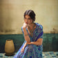 Blue Ajrakh Satin Saree