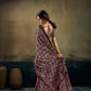 Black And Red Ajrakh Satin Saree