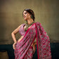 STORI Pink Ajrakh  Modal Satin Saree