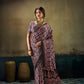 STORI Black And Red Ajrakh Satin Saree