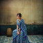Blue Ajrakh Satin Saree