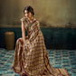 STORI Golden Ajrakh Satin Saree